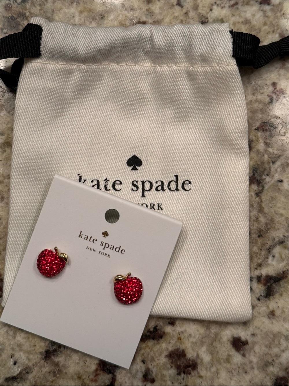 Kate Spade Red Apple Rhinestone Crystal Earrings